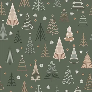 GEOMETRICKÉ VÁNOČNÍ STROMEČKY Látka NINA VODĚODOLNÁ, 160 cm, barva 002 zelená