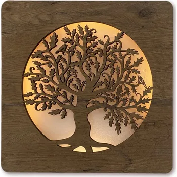 Obraz Li-Go "Dub v kruhu" světelný obraz s baterií 42x42 cm včetně dálkového ovládán provedení povrchu: dub světlý