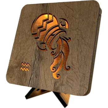 Lampička Li-Go Znamení "Vodnář" lampa 19x19cm provedení povrchu: dub světlý