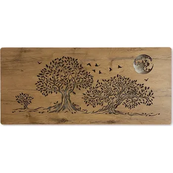 Obraz Li-Go "Tři duby a měsíc" světelný obraz s baterií 110x50cm varianta: ovládání na obraze bez dálkového ovladače, provedení: dub světlý