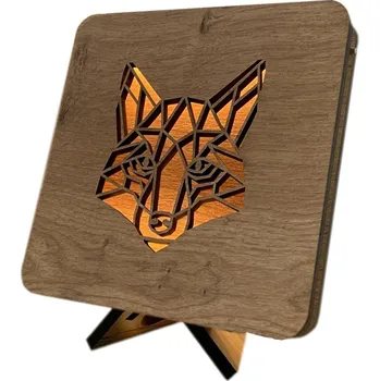 Lampička Li-Go "Hlava lišky" lampa 19x19cm provedení povrchu: dub světlý