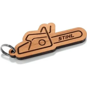Módní doplněk Přívěšek na klíče - motorová pila ze dřeva STIHL (04216000028) (Tloušťka 0,45 cm, délka přibližně 6,5 cm, oboustranně broušený, certifikace FSC, vyrobeno z hruškového dřeva.)