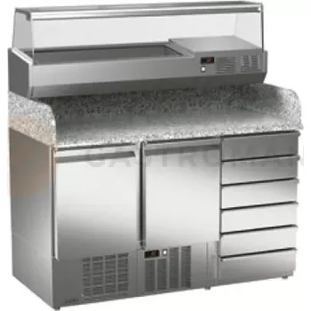 Kompaktní salátový stůl na pizzu 1358x700x1010 mm | ASBER, ETCPZ-140-26