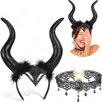 Čelenka Set - HALLOWEEN - KRÁLOVNA ZLOBA - ČELENKA+NÁHRDELNÍK (Značka: XUNXIN)