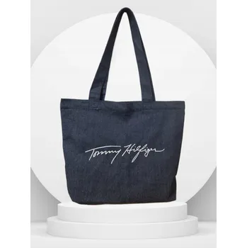 Kabelka Tommy Hilfiger kabelka bavlna modrá