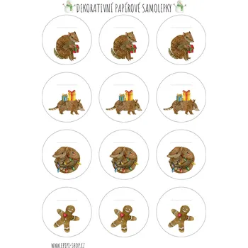 Samolepící dekorace ePiPí Arch samolepek - Vánoční pásovec (jmenovky)