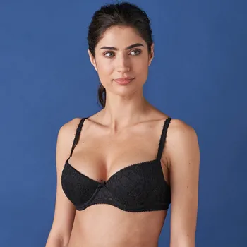 Podprsenka Vyztužená podprsenka s push-up efektem, s kosticemi černá 70C