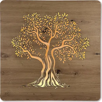 Obraz Li-Go "Olivovník" světelný obraz s baterií 62x62cm varianta: ovládání na obraze včetně dálkového ovladače, provedení: dub světlý