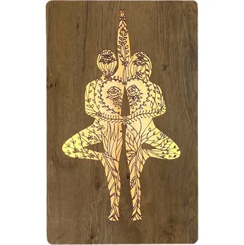 Obraz Li-Go "Souznění" světelný obraz s baterií 50x80cm varianta: ovládání na obraze včetně dálkového ovladače, provedení: dub světlý