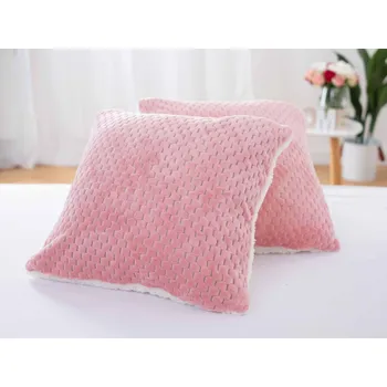 Povlak na dekorativní polštářek Beránkový povlak na polštář mikroplyš 45 × 45 cm - Laura růžová (2 ks)