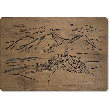 Obraz Li-Go "Spišský hrad" světelný obraz s baterií 90x62cm varianta: ovládání na obraze včetně dálkového ovladače, provedení: dub světlý