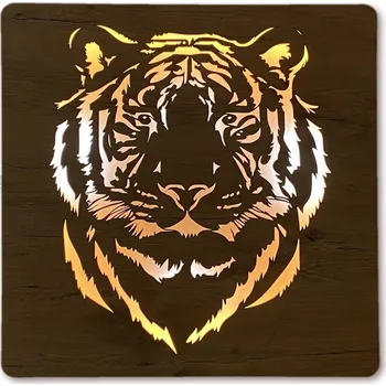 Obraz Li-Go "Tygr" světelný obraz s baterií 62x62cm varianta: ovládání na obraze včetně dálkového ovladače, provedení: dub světlý