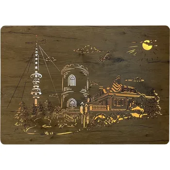 Obraz Li-Go "Kleť" světelný obraz s baterií 90x62cm varianta: ovládání na obraze bez dálkového ovladače, provedení: dub světlý