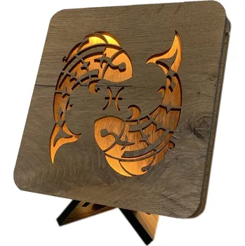 Lampička Li-Go Znamení "Ryby" lampa 19x19cm provedení povrchu: dub světlý