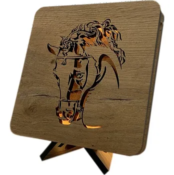 Lampička Li-Go "Hlava koníka" lampa 19x19cm provedení povrchu: dub světlý