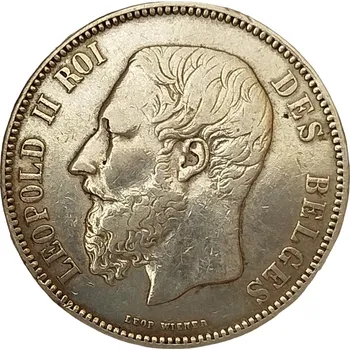 Stříbrná mince 5 Francs Belgie 1868