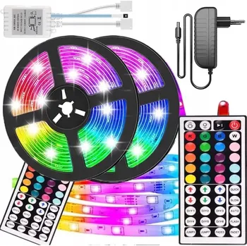 LED páska VODĚODOLNÁ LED PÁSKA SMD 10M RGB BAREVNÁ S OVLADAČEM 2 x 5M LED PÁSEK 12V