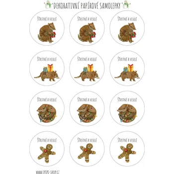 Samolepící dekorace ePiPí Arch samolepek - Vánoční pásovec (Šťastné a veselé)