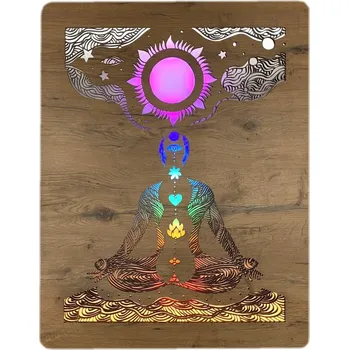 Obraz Li-Go "Čakry" světelný obraz s baterií 70x90cm varianta: ovládání na obraze včetně dálkového ovladače, provedení: dub světlý