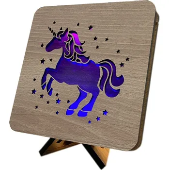 Lampička Li-Go "Jednorožec barevný" lampa 19x19cm provedení povrchu: dub světlý