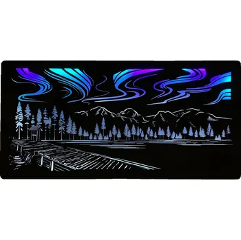 Obraz Li-Go "Polární záře" světelný obraz RGBW s baterií 120x60cm provedení povrchu: dub světlý