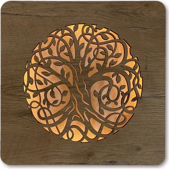 Obraz Li-Go "Strom života" světelný obraz s baterií 42x42 cm včetně dálkového ovládání provedení povrchu: dub světlý