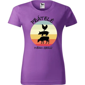 Dámské tričko DOBRÝ TRIKO Dámské tričko s potiskem Přátelé mého grilu Barva: Fialová, Velikost: M