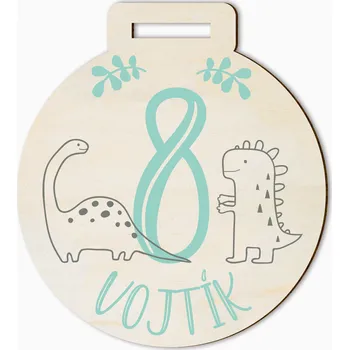 Dřevěná narozeninová medaile dinosaurus