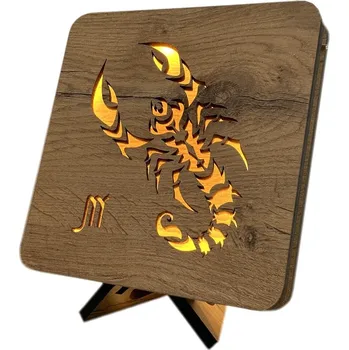 Lampička Li-Go Znamení "Štír" lampa 19x19cm provedení povrchu: dub světlý