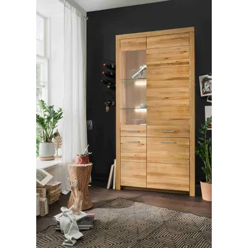 Knihovna Dubová vitrína PEDRO II-L z masivu