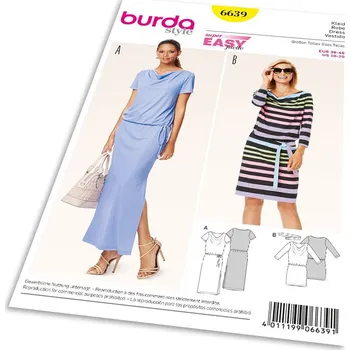 Volný čas Střih Burda 6639 - Tričkové šaty, šaty s vodou