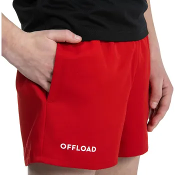 KIPSTA Dětské ragbyové kraťasy s kapsami R100 červené 14 LET ČERVENÁ