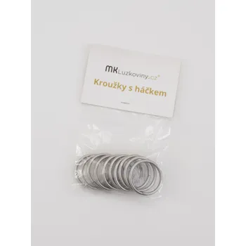 Věšák Ocelové kroužky na závěs s háčky - broušený nikl 10 ks