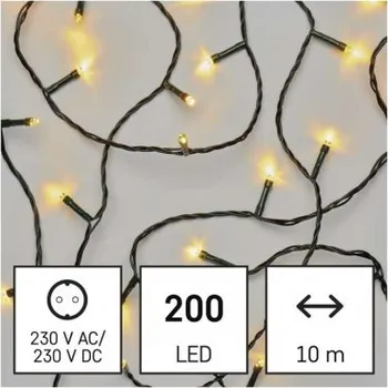 LED vánoční řetěz, 10 m, vnitřní, teplá bílá