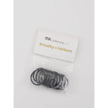 Věšák Ocelové kroužky na závěs s háčky - matná černá 10 ks
