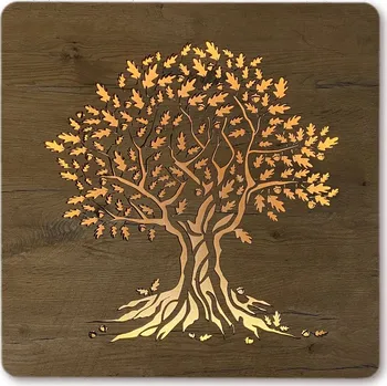 Obraz Li-Go "Dub" světelný obraz s baterií 42x42 cm včetně dálkového ovládání provedení povrchu: dub světlý