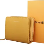 Značková malá dvouoddílová kožená celozipová peněženka Gianni Conti no. 158 žlutá