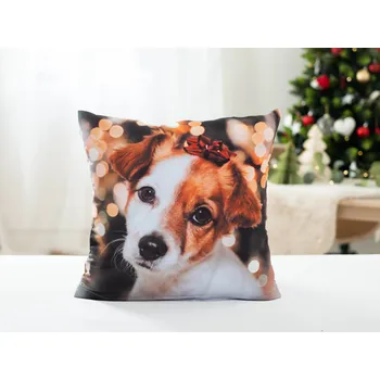 Povlak na dekorativní polštářek Vánoční povlak na polštář 40 × 40 cm - Pejsek s mašličkou