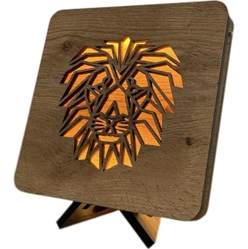 Lampička Li-Go "Hlava lva polygon" lampa 19x19cm provedení povrchu: dub světlý