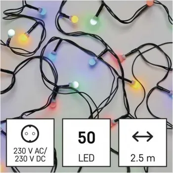 Vánoční dekorace LED vánoční cherry řetěz - kuličky, 2,5 m, vnitřní, multicolor