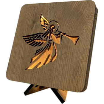 Lampička Li-Go "Anděl s flétnou" lampa 19x19cm provedení povrchu: dub světlý