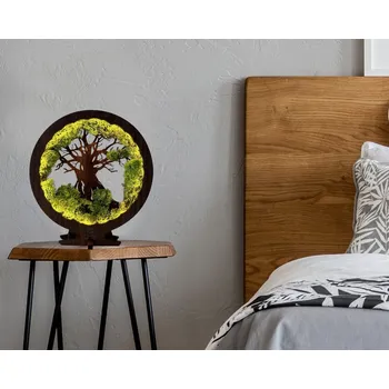 Lampička Li-Go "Mech a strom" lampa 30x31cm provedení povrchu: dub světlý