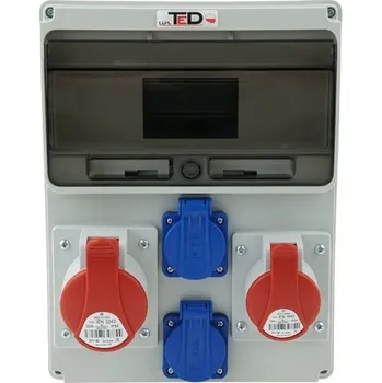 Elektrická zásuvka STAVEBNÍ ROZVADĚČ 2 X 230V 16A + 400V 16A/4P + 400V 32A/4P 11M IP44