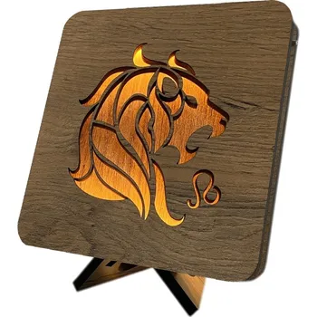 Lampička Li-Go Znamení "Lev" lampa 19x19cm provedení povrchu: dub světlý