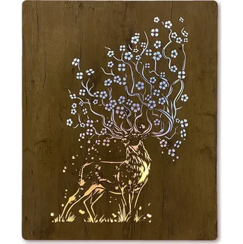 Obraz Li-Go "Jelen" světelný obraz 230V 70x100cm provedení povrchu: dub světlý