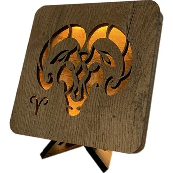 Lampička Li-Go Znamení "Beran" lampa 19x19cm provedení povrchu: dub světlý