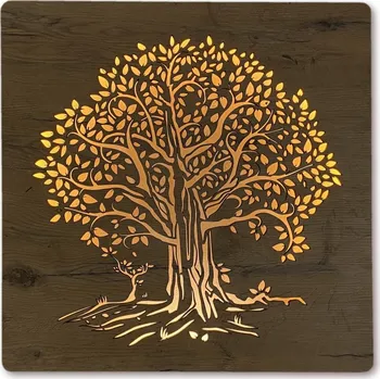 Obraz Li-Go "Lípa" světelný obraz s baterií 62x62cm varianta: ovládání na obraze včetně dálkového ovladače, provedení: dub světlý