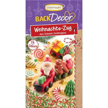 Jedlá dekorace na dort Vánoční vláček – cukrová dekorace | 13 ks | 42 g Günthart