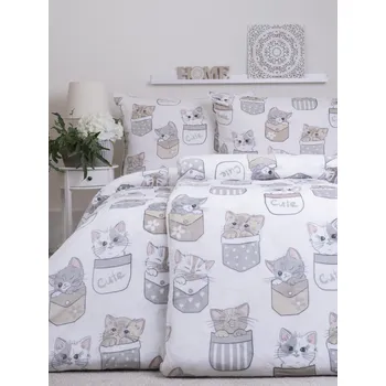 Povlečení MKLuzkoviny.cz Povlečení mikroplyš Exclusive – Kočičky v kapse
