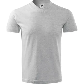 V-neck tričko unisex S světle šedý melír